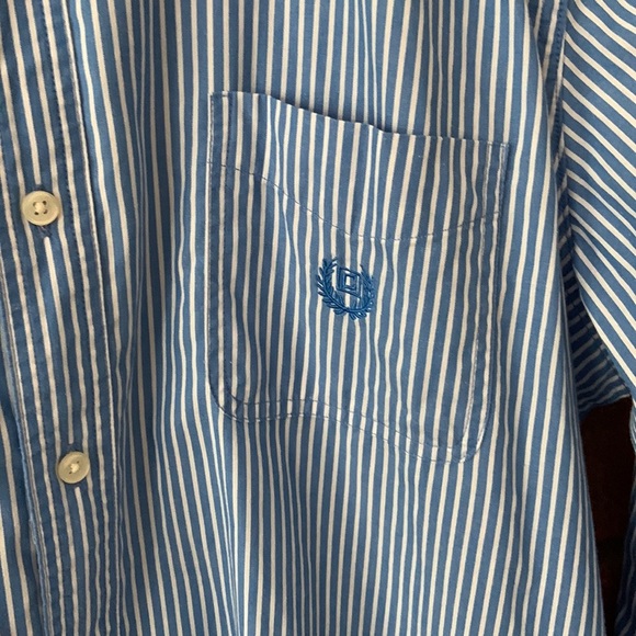Chaps Blue & White Oxford Stripe Button Down Dress Shirt - Picture 4 of 6